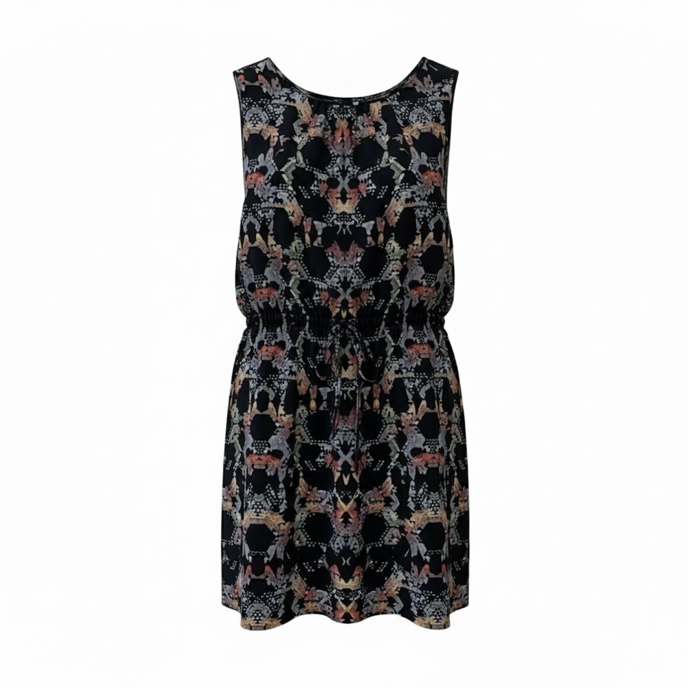 Tibi black kaleidoscope silk dress, size 6